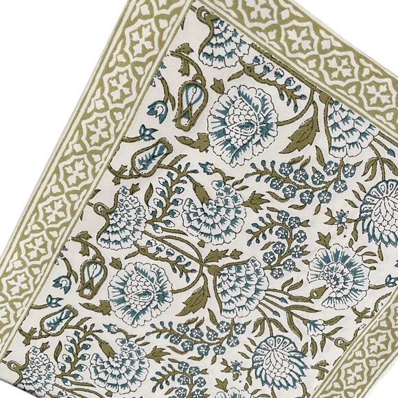TIRAMISU Spring Floral 100% Cotton 13X19 Placemats Set of 4 Green Blue NEW - Picture 3 of 3